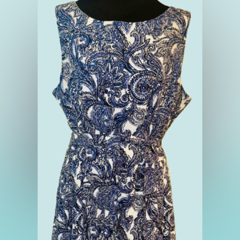 New Woman Size 16 Linen Blue and White Dress